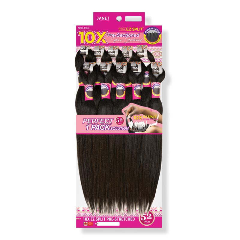 10X EZ Split Pre-Stretched 52" Braiding Hair - 1b