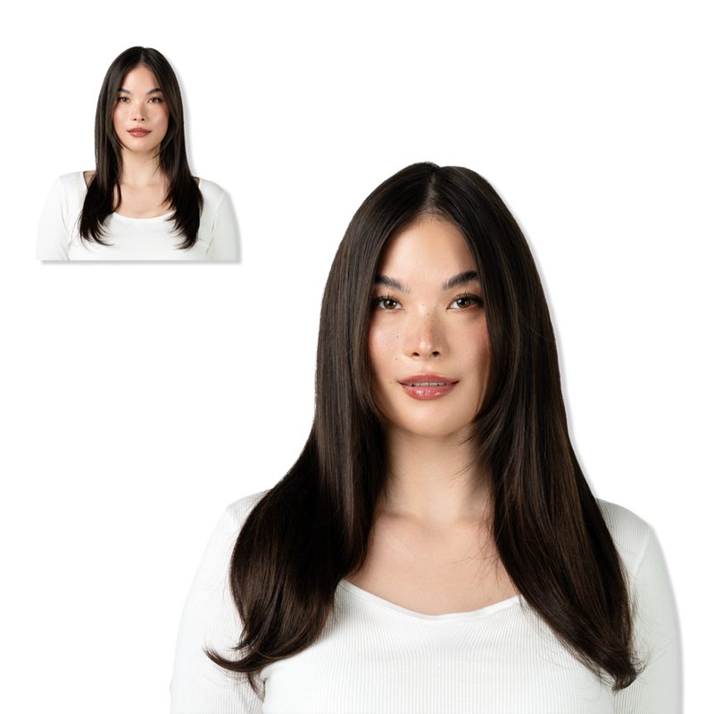 16" Clip-in Human Hair Extensions - Dark Chocolate