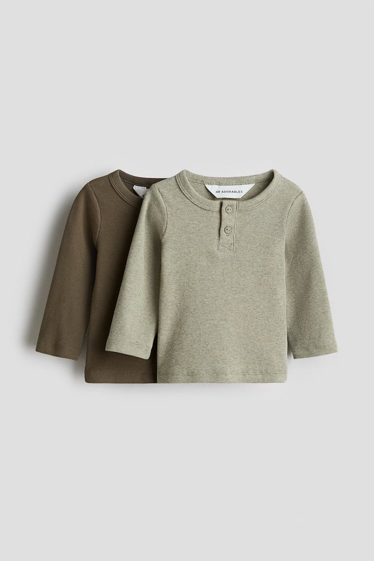 2-pack Cotton Henley Shirts