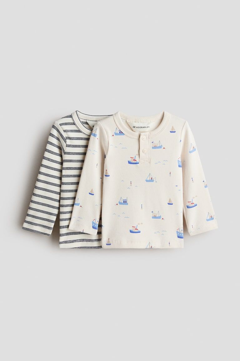 2-pack Cotton Henley Shirts