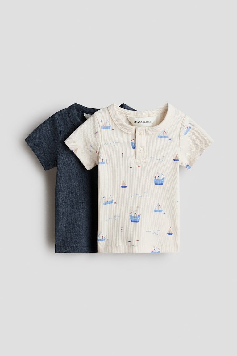 2-pack Cotton Henley Shirts