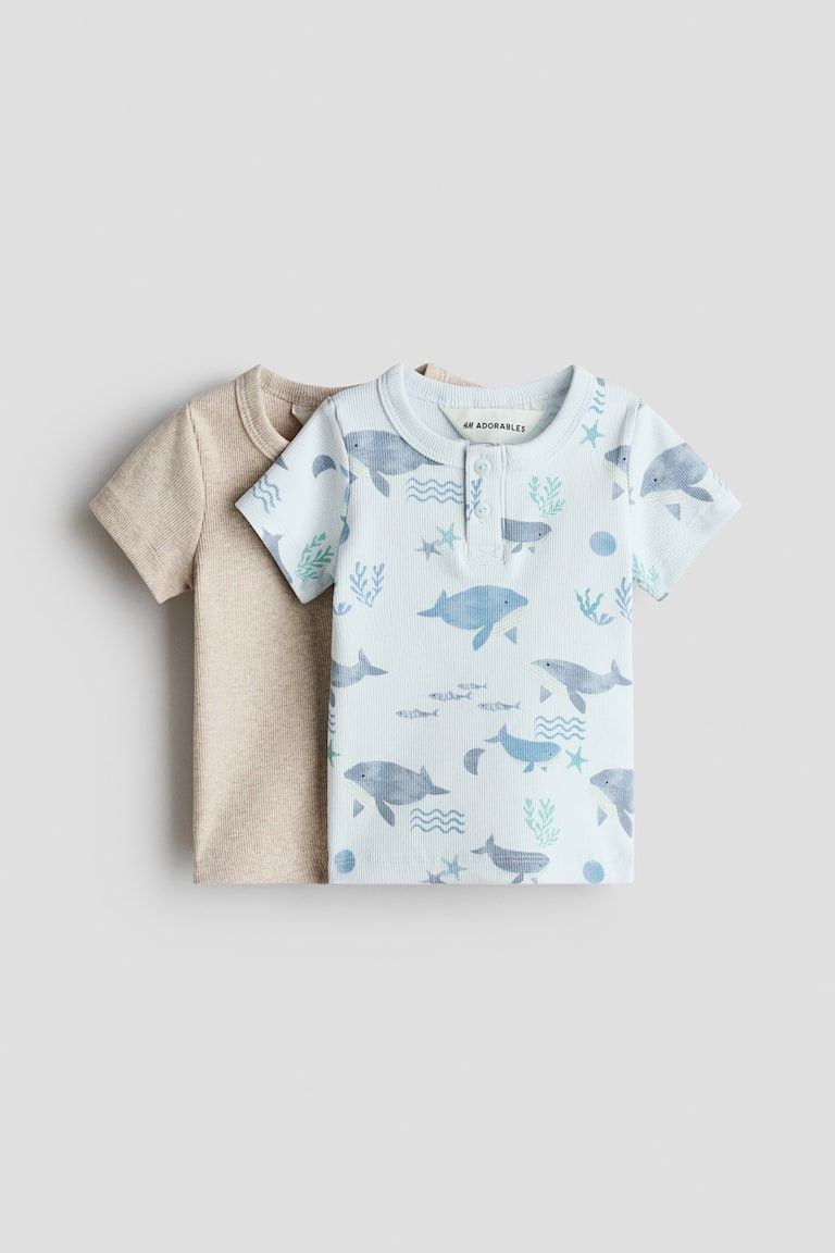 2-pack Cotton Henley Shirts