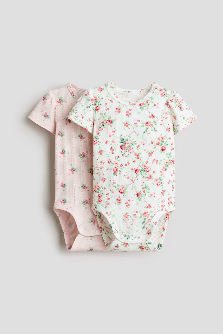 2-Pack Floral-Print Pointelle Bodysuits