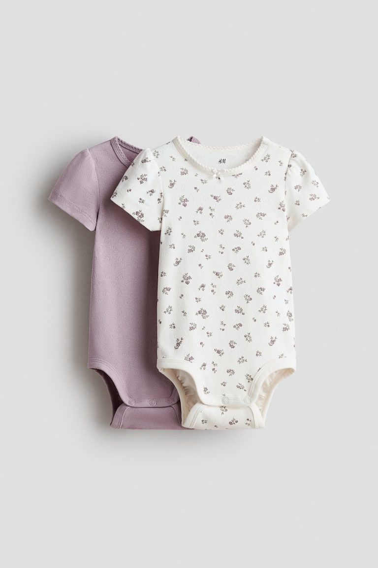 2-Pack Pointelle Cotton Bodysuits