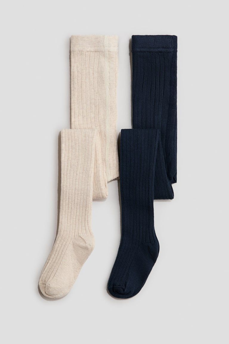 2-Pack Rib-Knit Tights