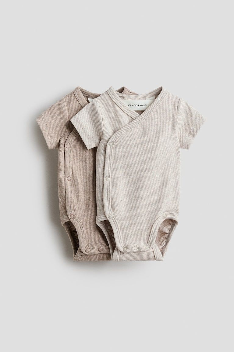 2-Pack Ribbed Wrapover Bodysuits