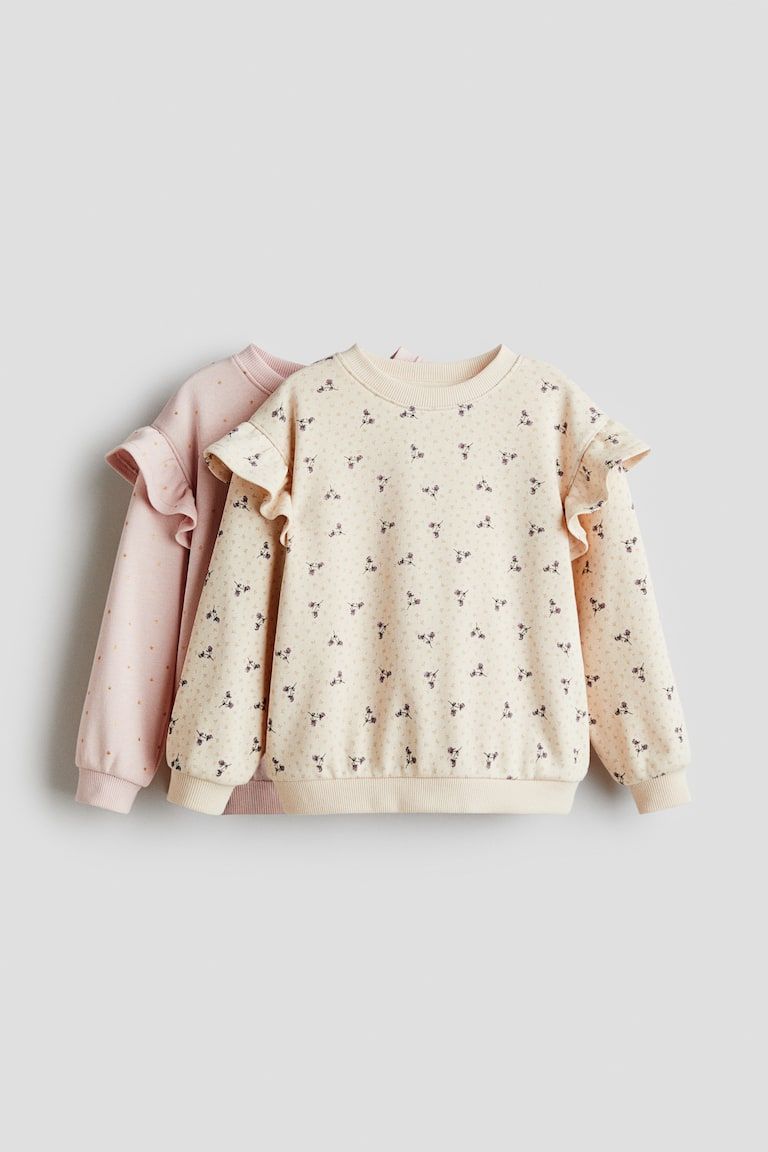 2-Pack Ruffle-Trimmed Sweatshirts