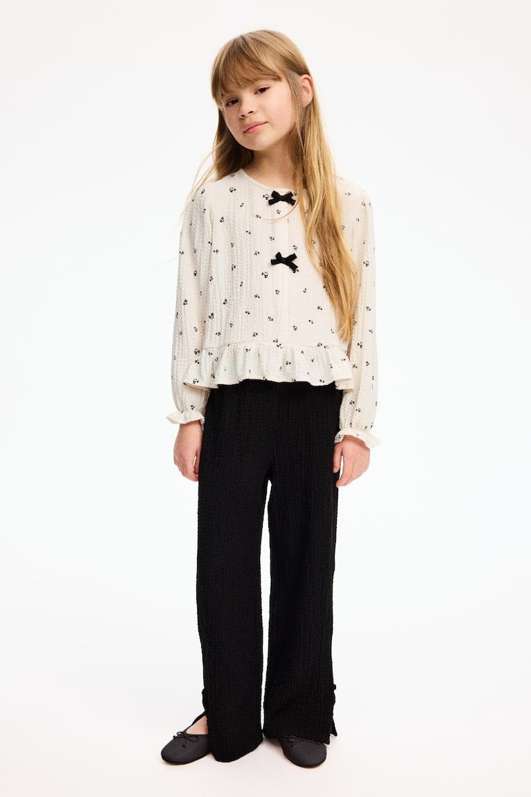 2-piece bow-detail crinkled set