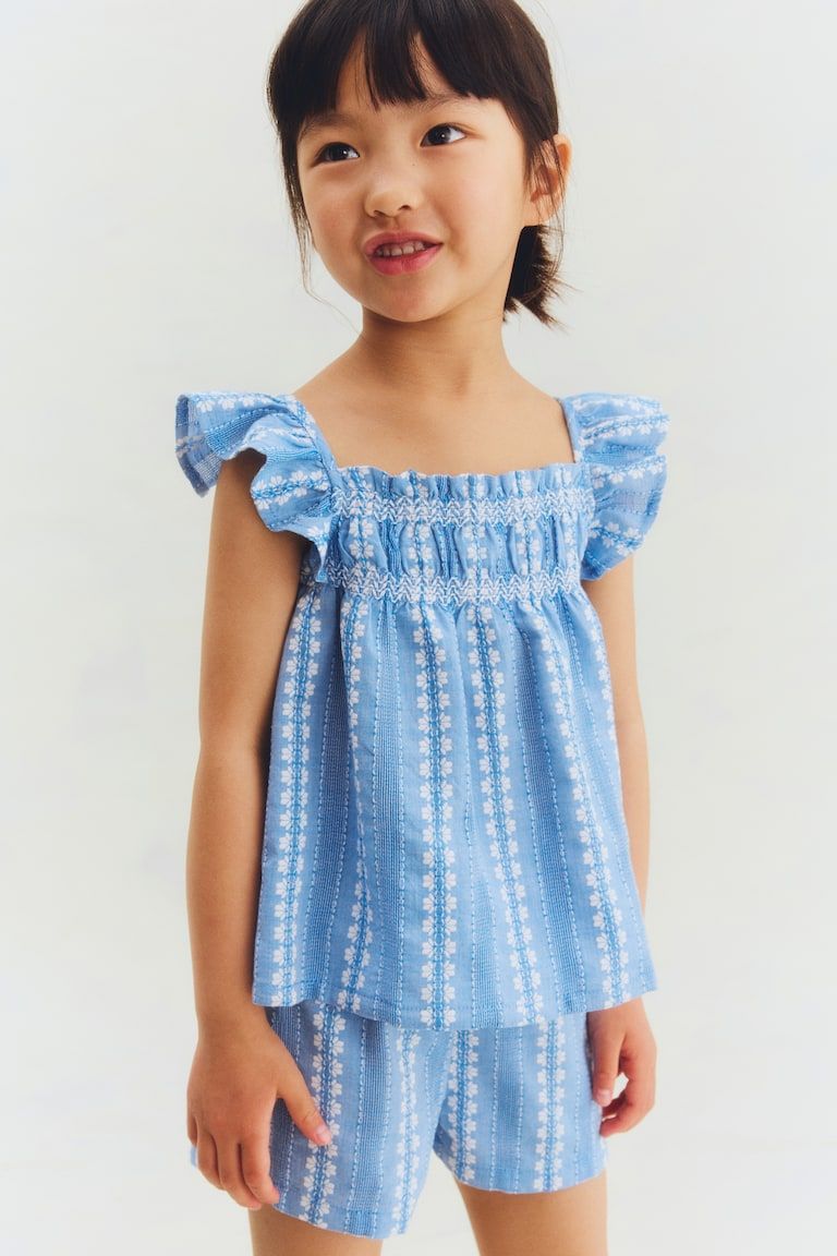 2-Piece Embroidered-Detail Cotton Set
