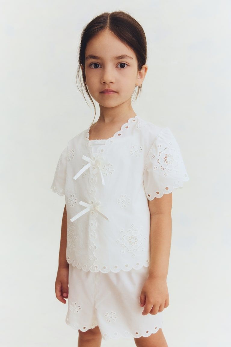 2-Piece Eyelet-Embroidered Cotton Set