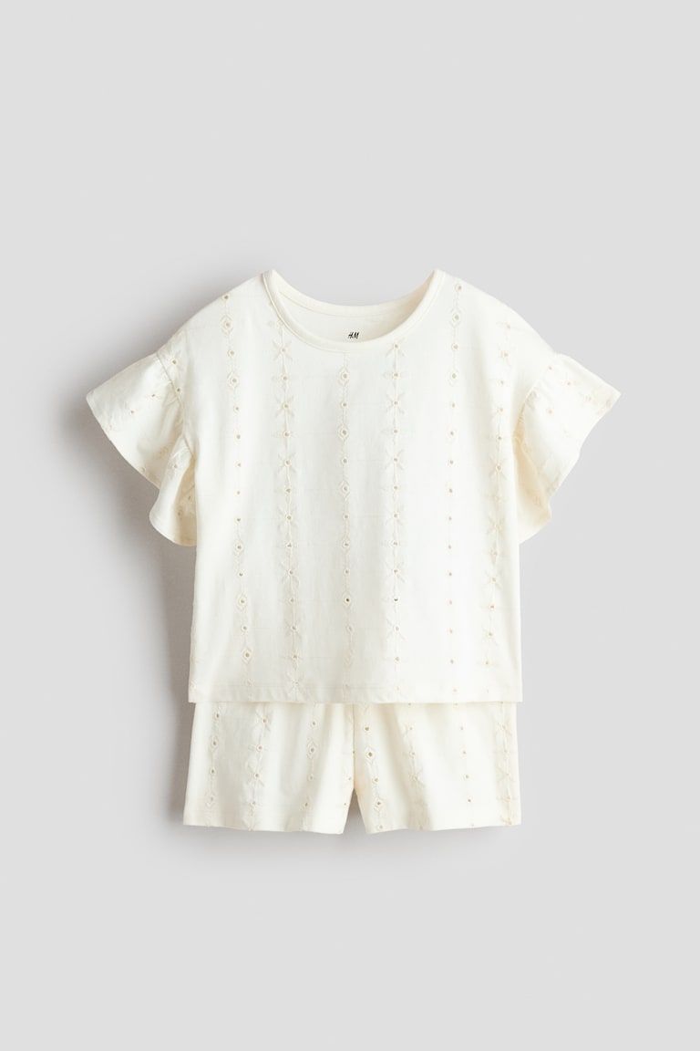 2-Piece Eyelet-Embroidered Set