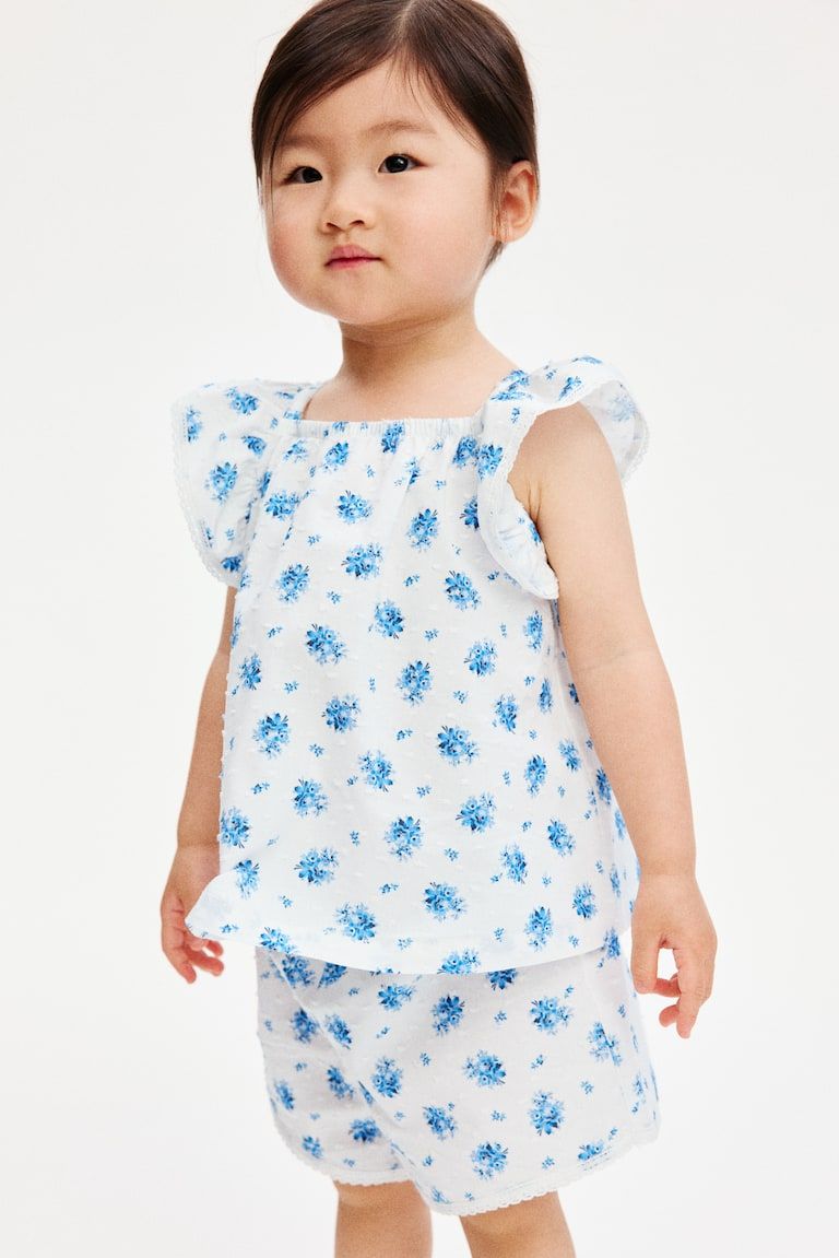2-Piece Floral-Print Plumeti Set