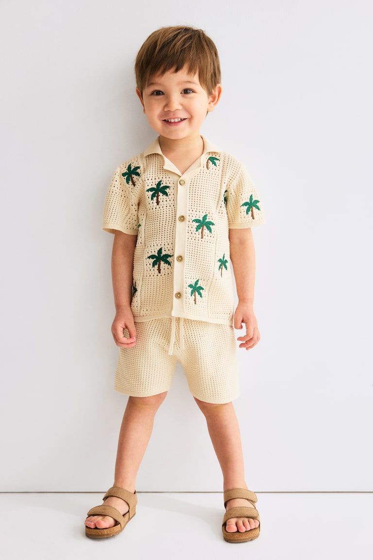 2-Piece Hole-Knit Cotton Set
