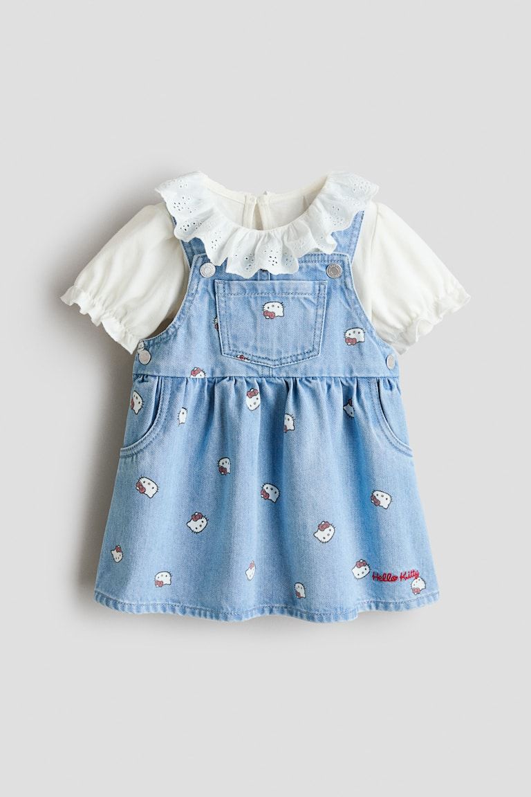 2-Piece Overall Dress and Top Set