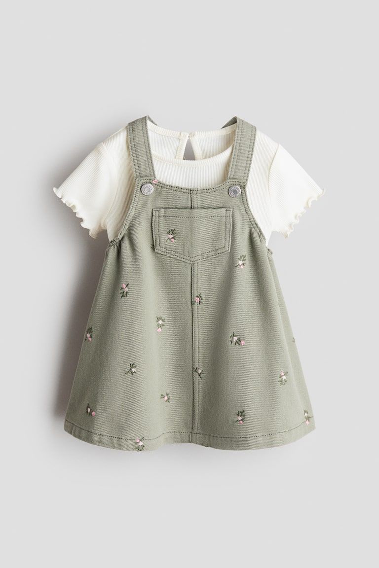 2-Piece Overall Dress and Top Set