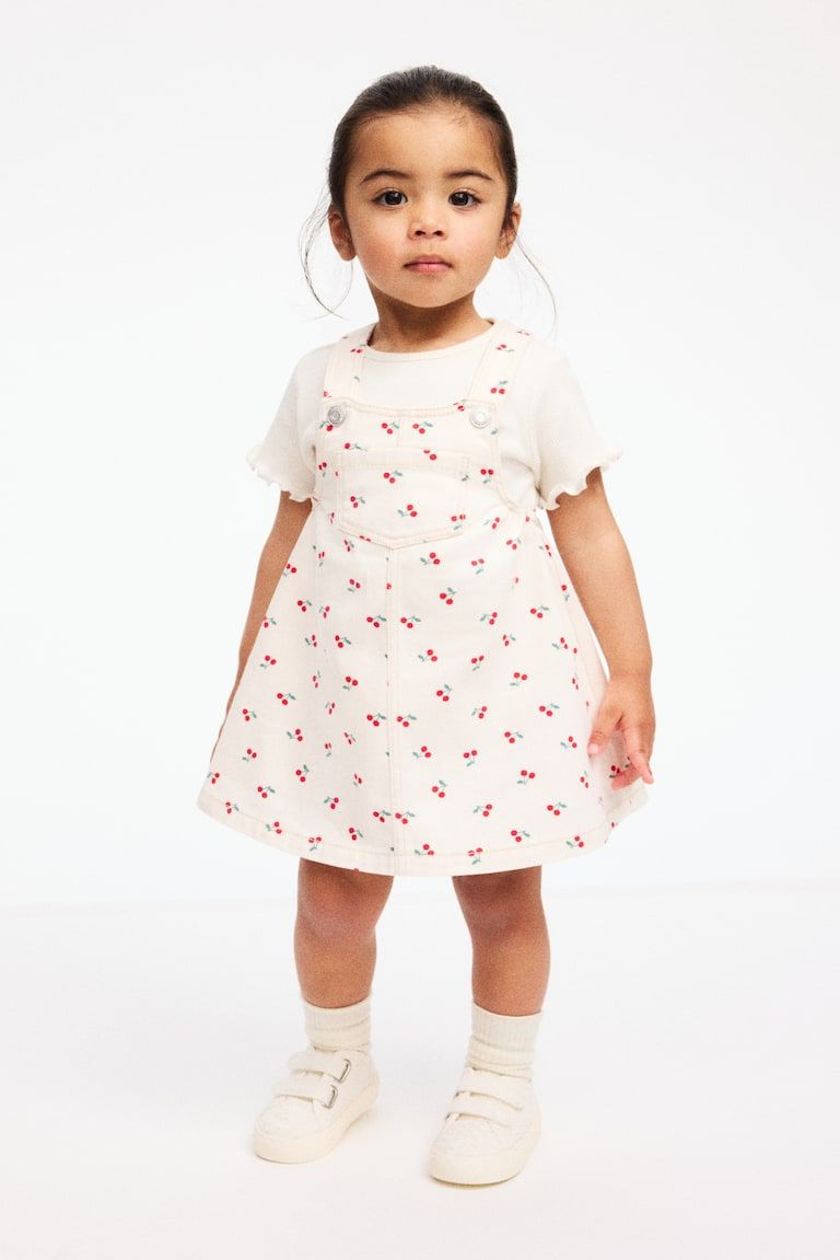 2-Piece Overall Dress and Top Set