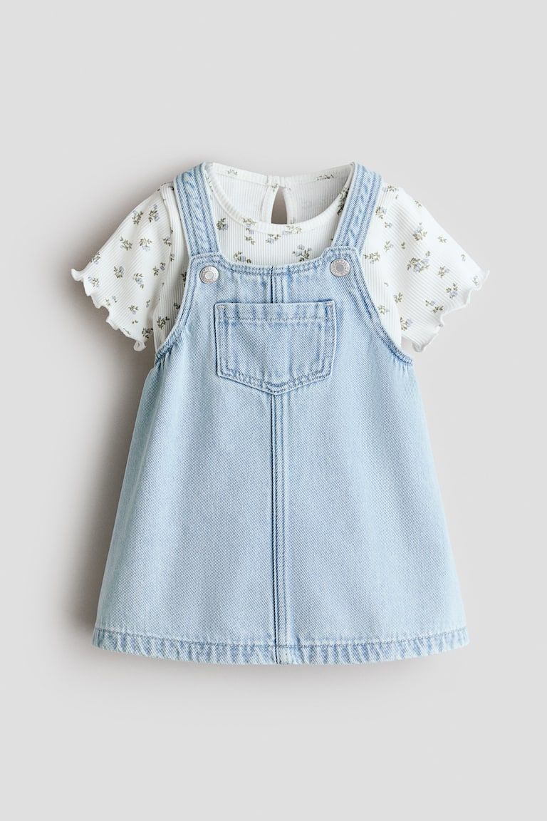 2-Piece Overall Dress and Top Set