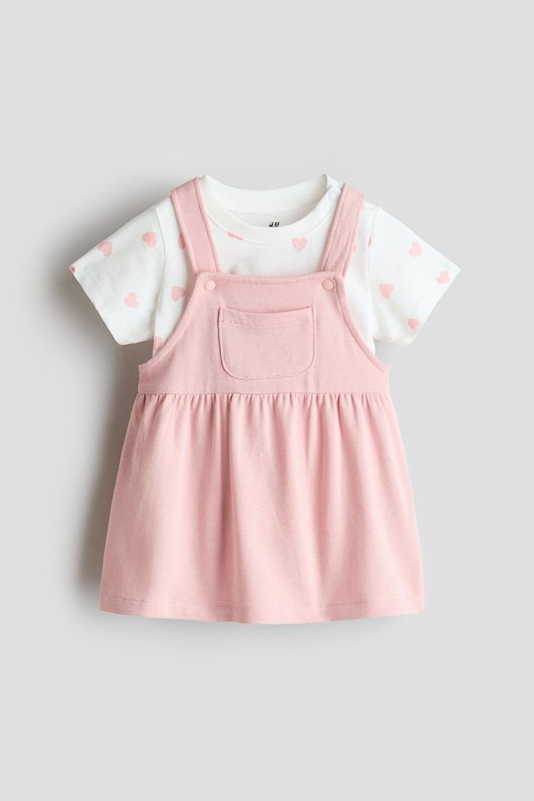 2-Piece Overall Dress and Top Set