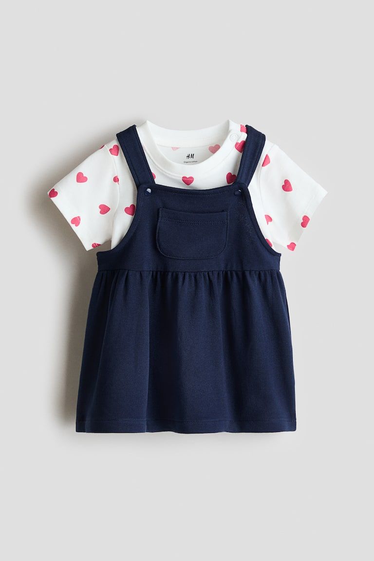 2-Piece Overall Dress and Top Set