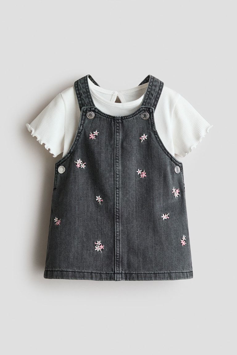 2-Piece Overall Dress and Top Set