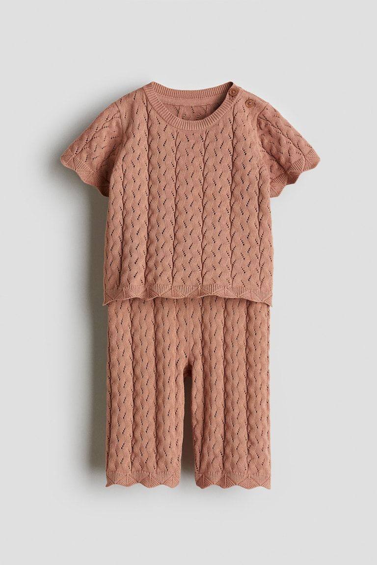 2-Piece Pointelle-Knit Cotton Set