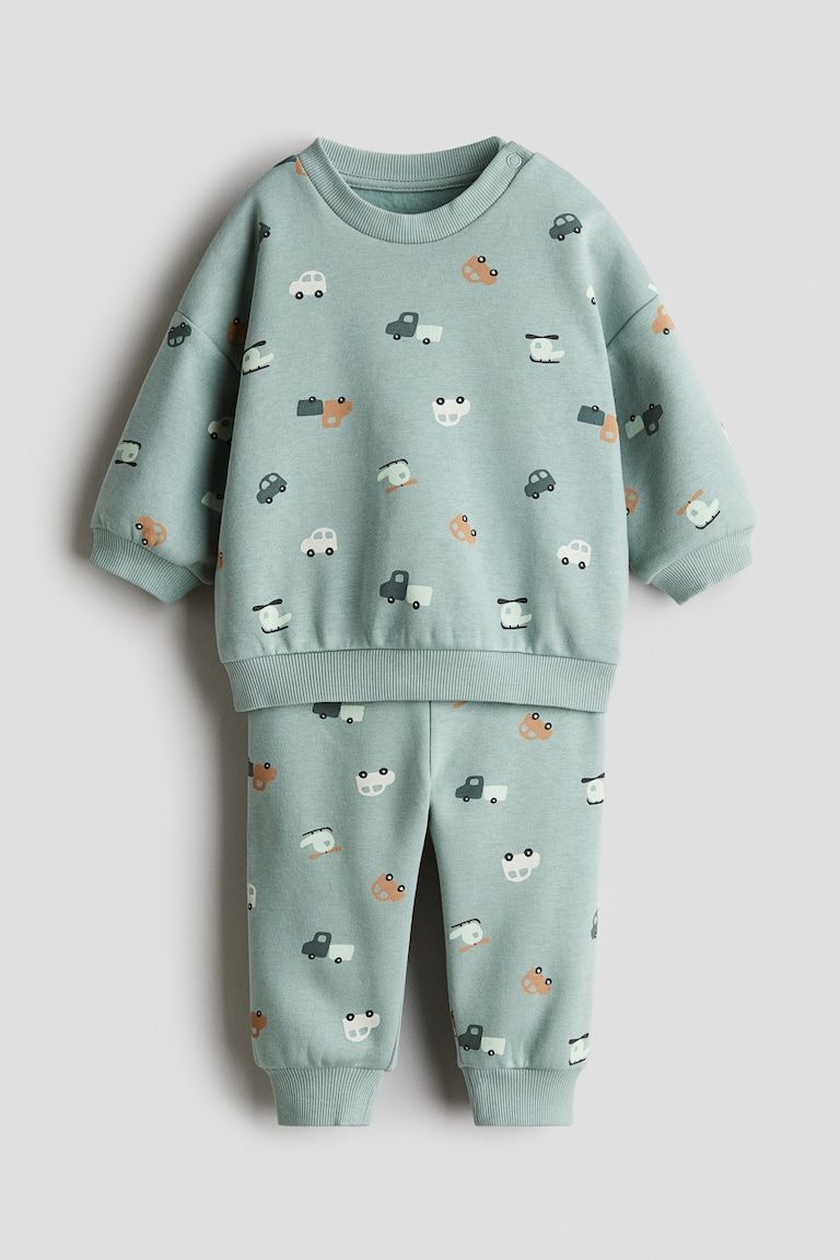 2-Piece Printed Brushed-Inside Sweatsuit