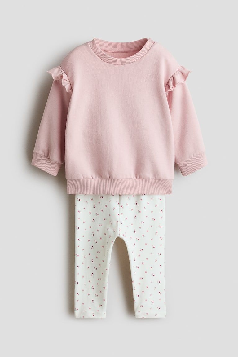 2-Piece Ruffle-Detail Cotton Set