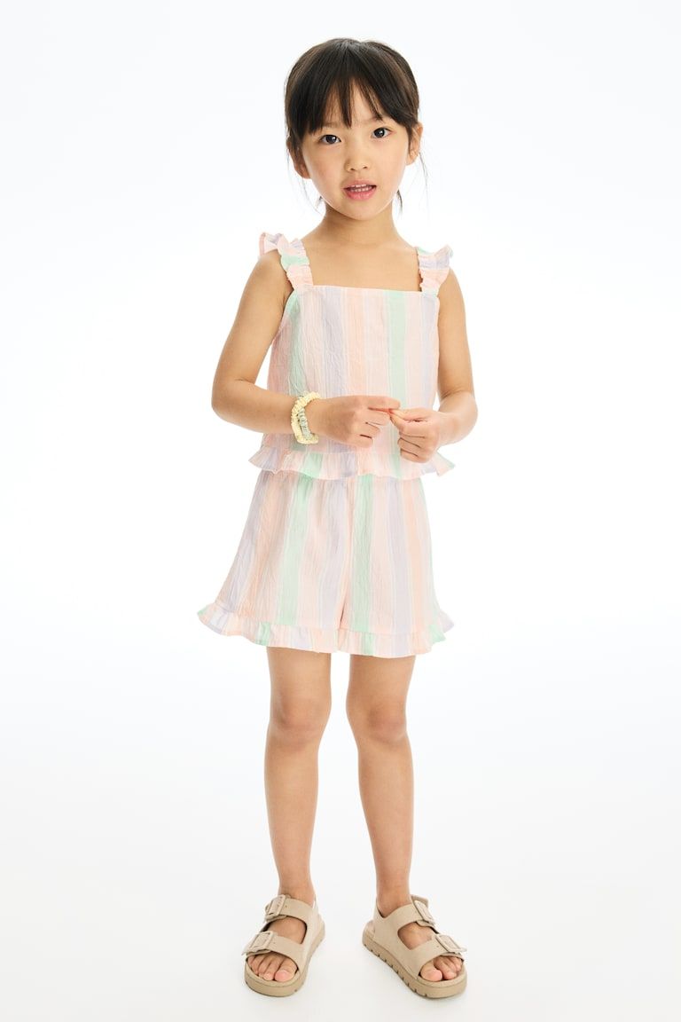 2-Piece Ruffle-Trimmed Cotton Set
