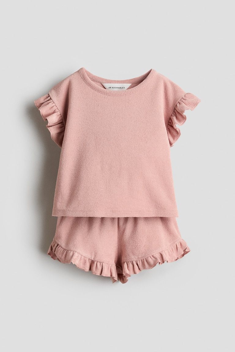 2-Piece Ruffle-Trimmed Terry Set