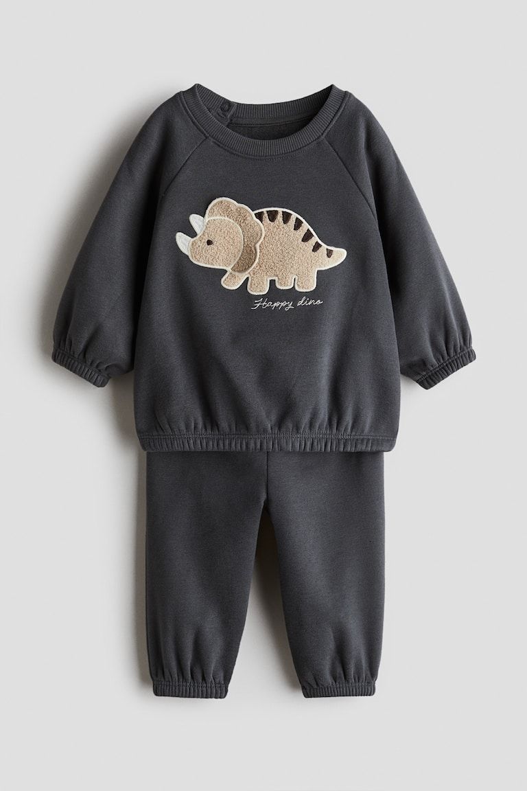 2-Piece Teddy-Detail Sweatshirt and Joggers Set