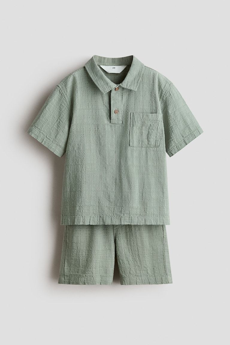 2-Piece Textured Cotton-Blend Set