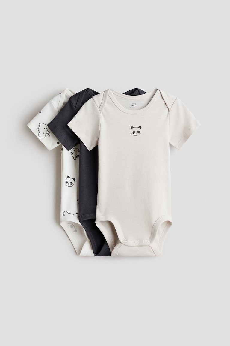 3-pack Cotton Bodysuits with Lap Shoulders