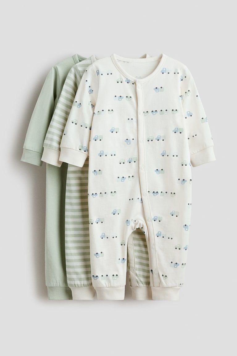 3-pack Cotton Pajama Jumpsuits