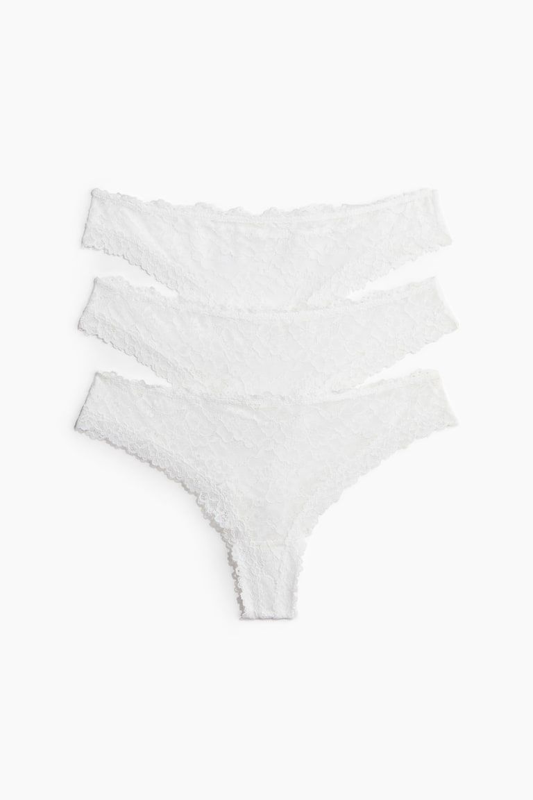 3-pack lace Brazilian briefs