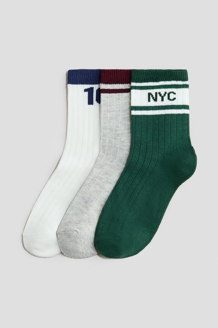 3-Pack Rib-Knit Socks