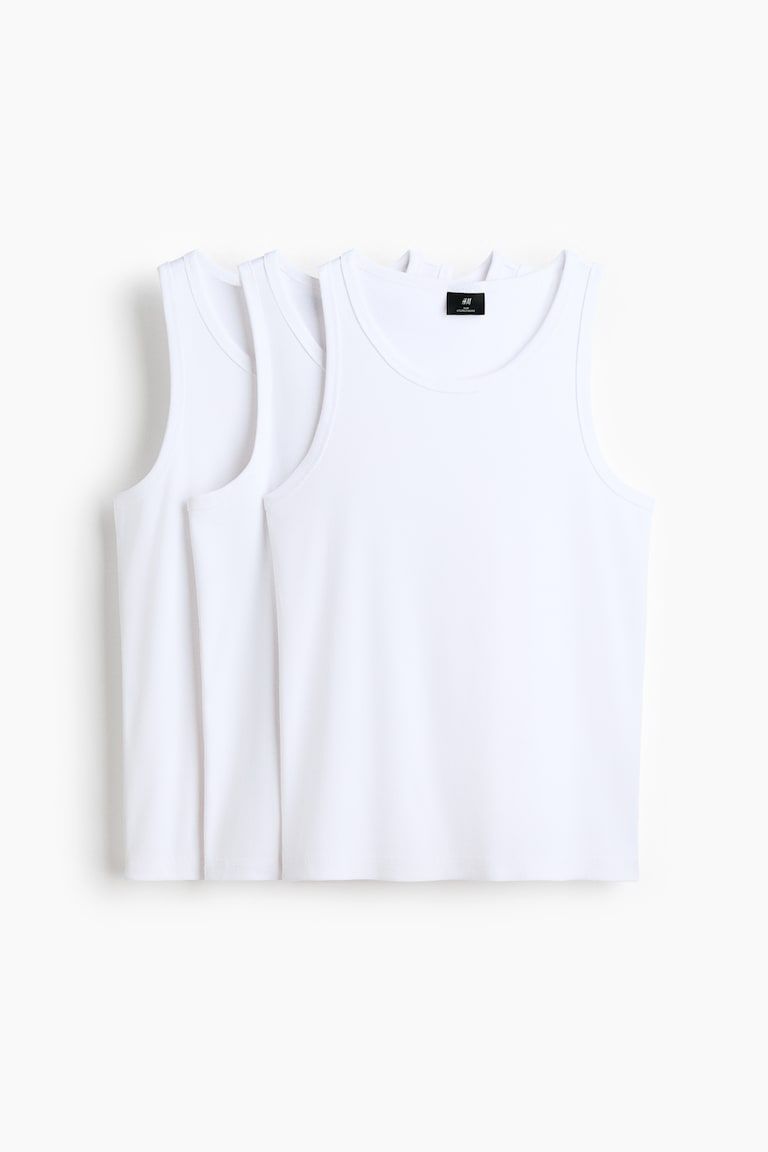 3-Pack Slim-Fit Ribbed Tank Tops