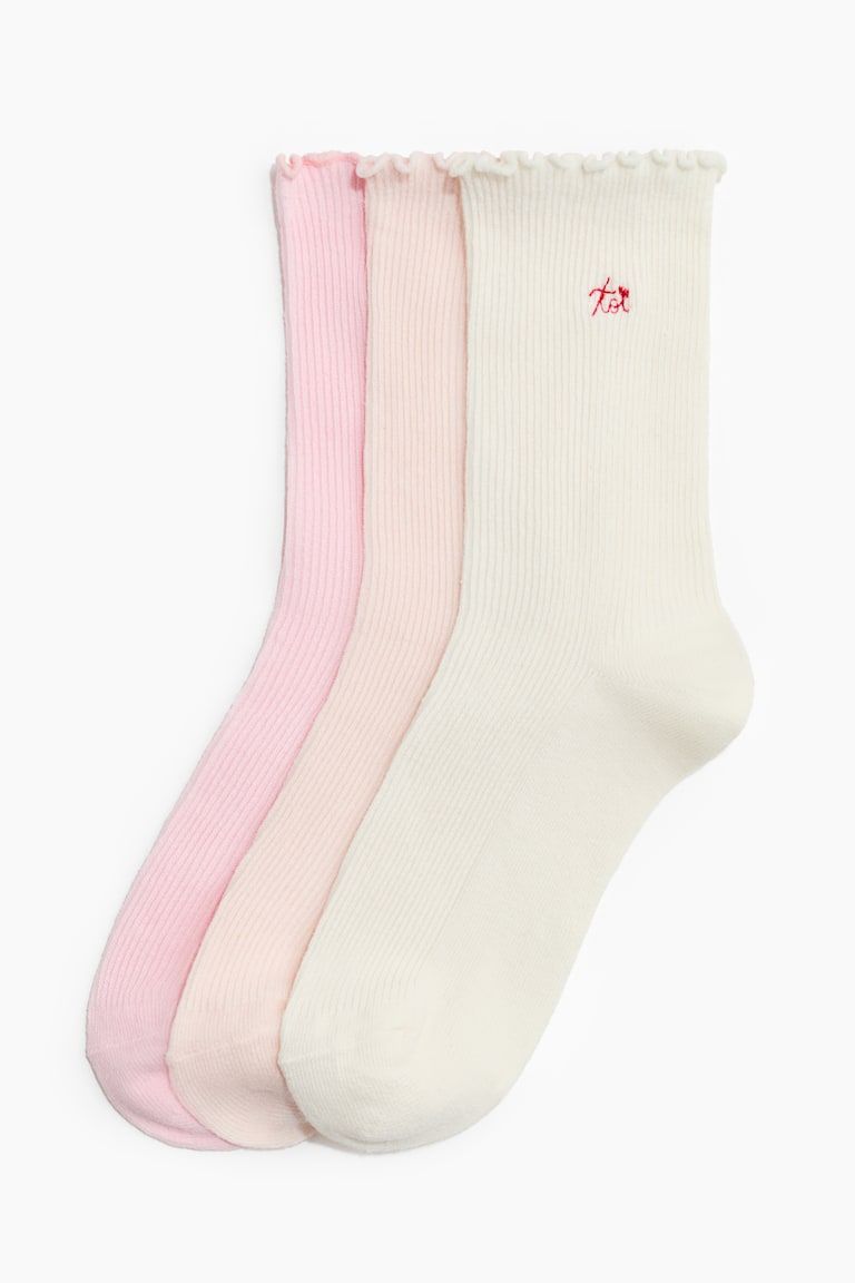 3-Pack Socks with Overlocked Trim