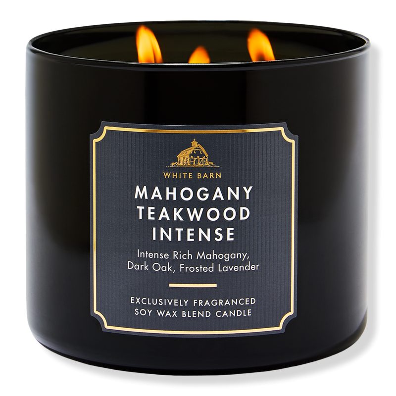 3-Wick Scented Candle - Mahogany Teakwood Intense