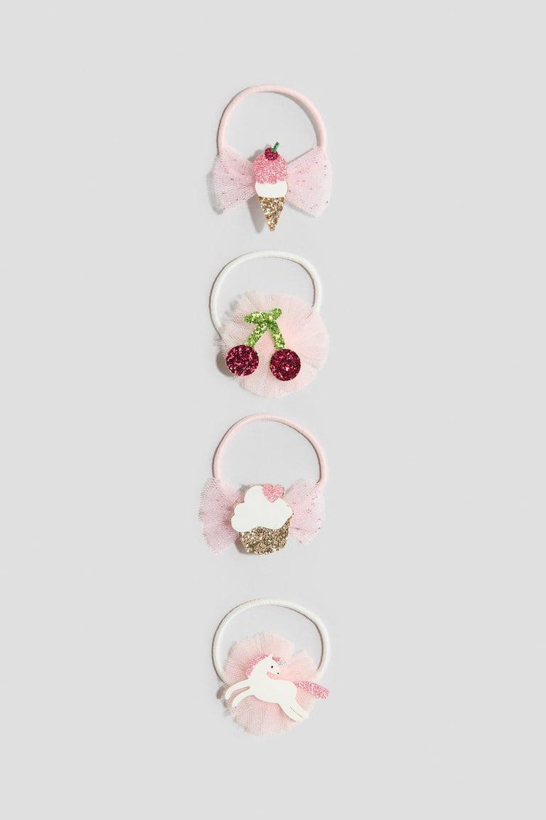 4-Pack Appliquéd Hair Elastics