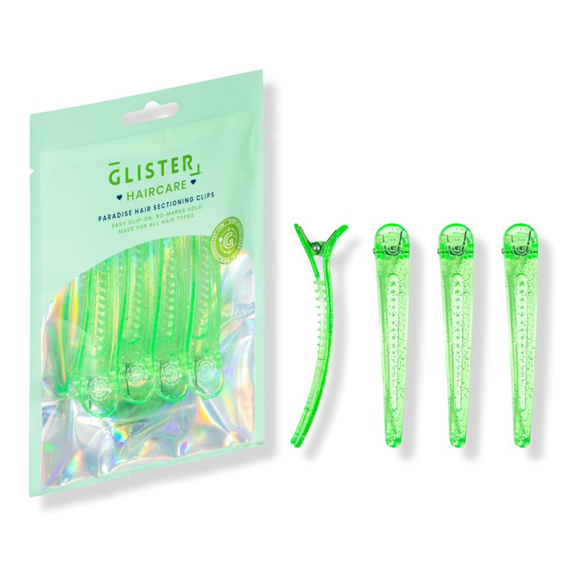 4-Pack Glitter-Infused No-Crease Styling & Sectioning Clips - Green