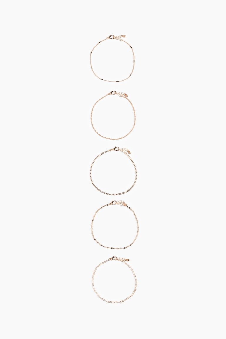 5-Pack Chain Anklets