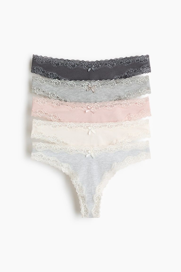5-pack Cotton and Lace Brazilian Briefs
