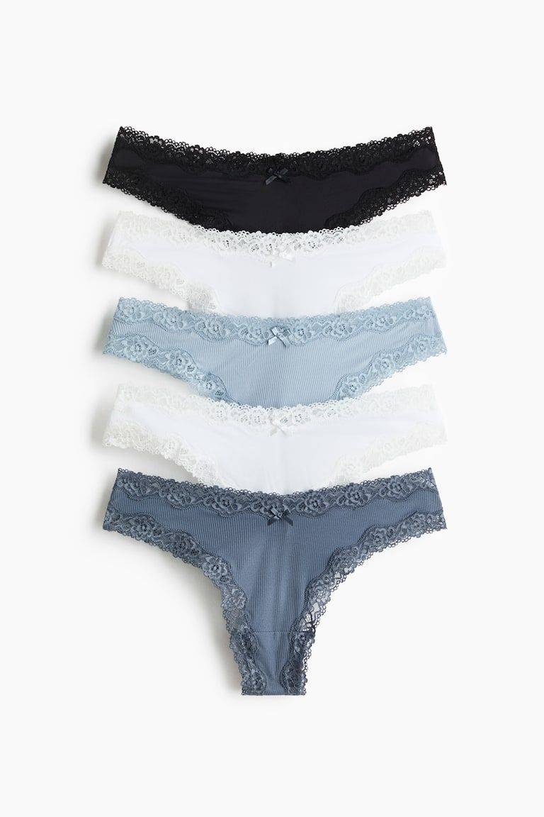 5-pack Microfiber and Lace Brazilian Briefs