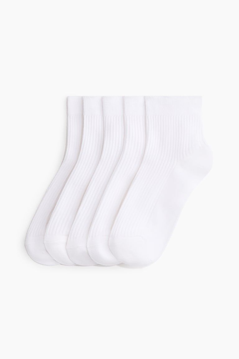 5-Pack Rib-Knit Ankle Socks