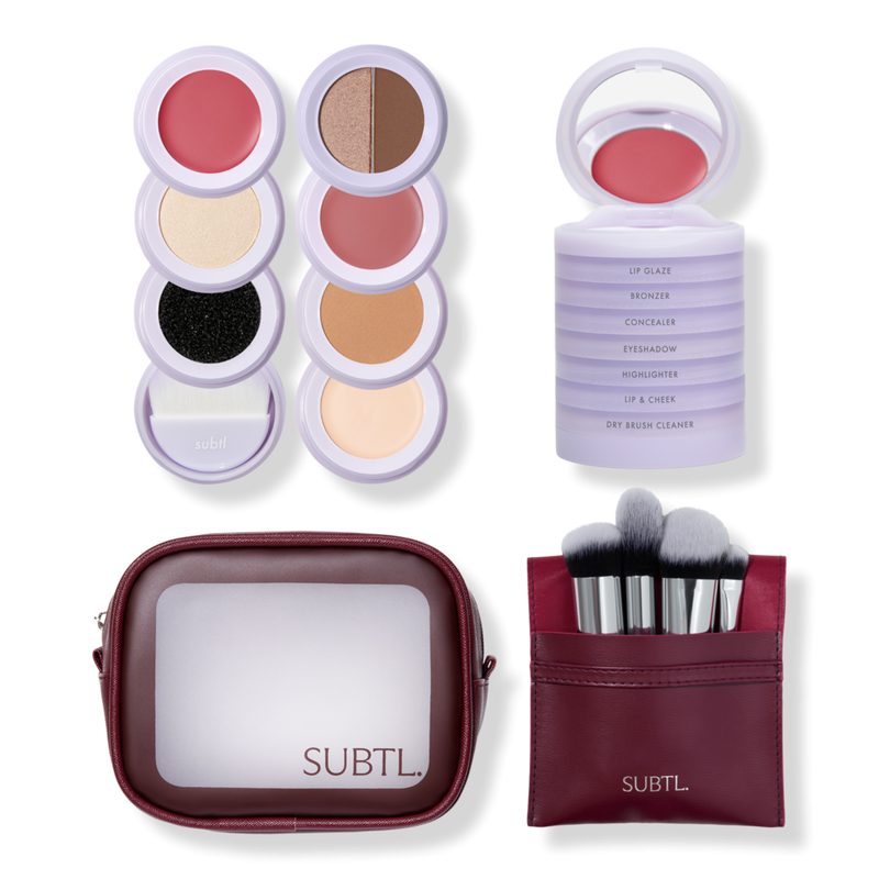 7-in-1 Full Face Makeup Stack with Brush Set and Travel Bag - 001C