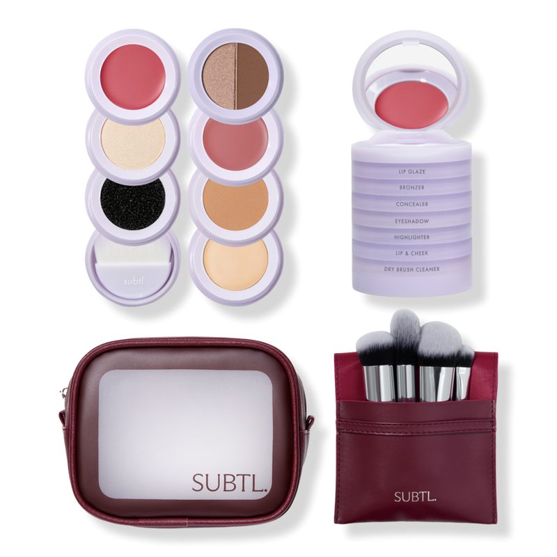 7-in-1 Full Face Makeup Stack with Brush Set and Travel Bag - 006W