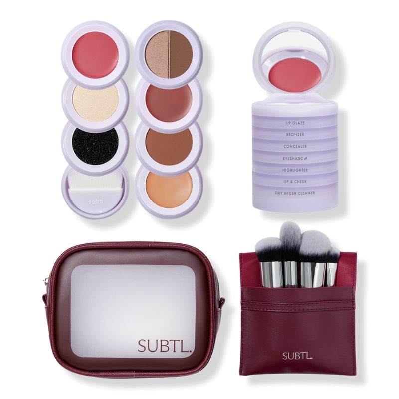 7-in-1 Full Face Makeup Stack with Brush Set and Travel Bag - 015C