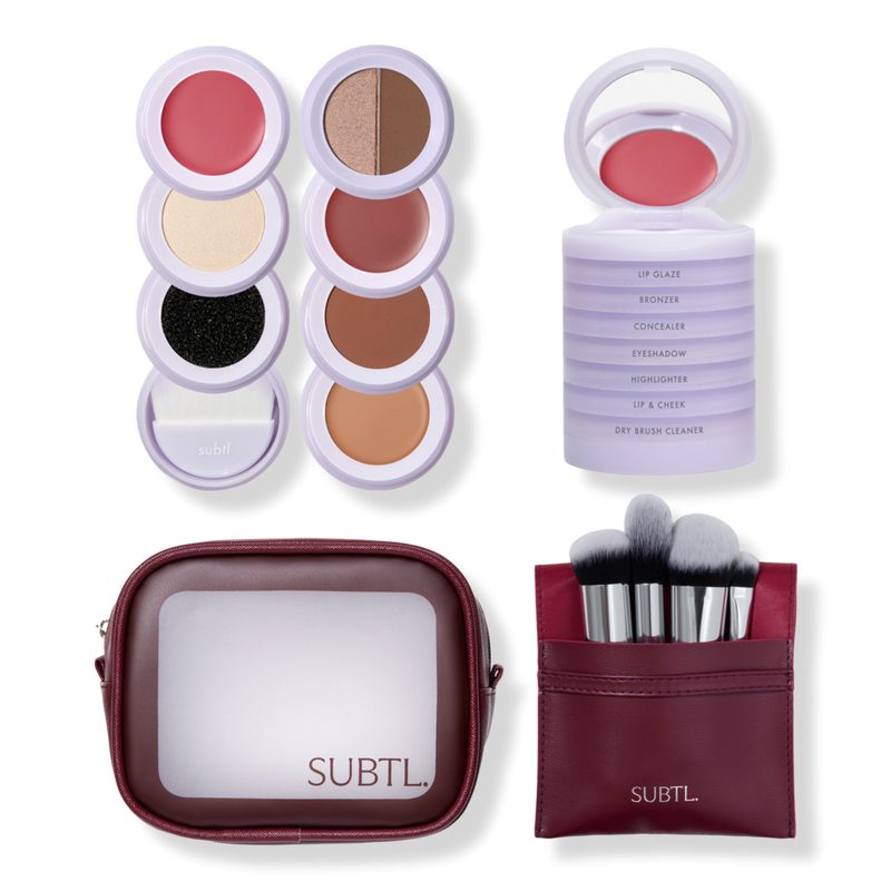 7-in-1 Full Face Makeup Stack with Brush Set and Travel Bag - 016W