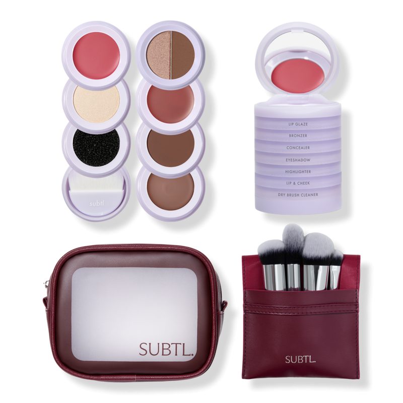 7-in-1 Full Face Makeup Stack with Brush Set and Travel Bag - 020C