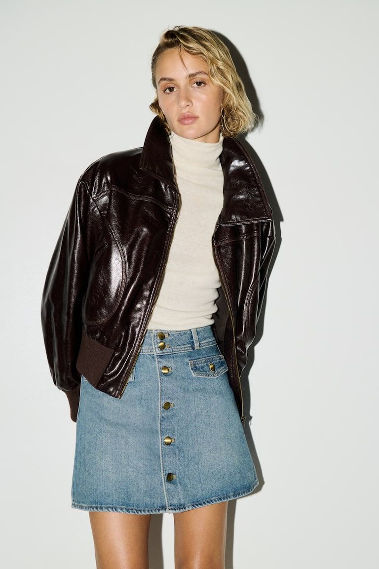 A-Line Denim Mini Skirt